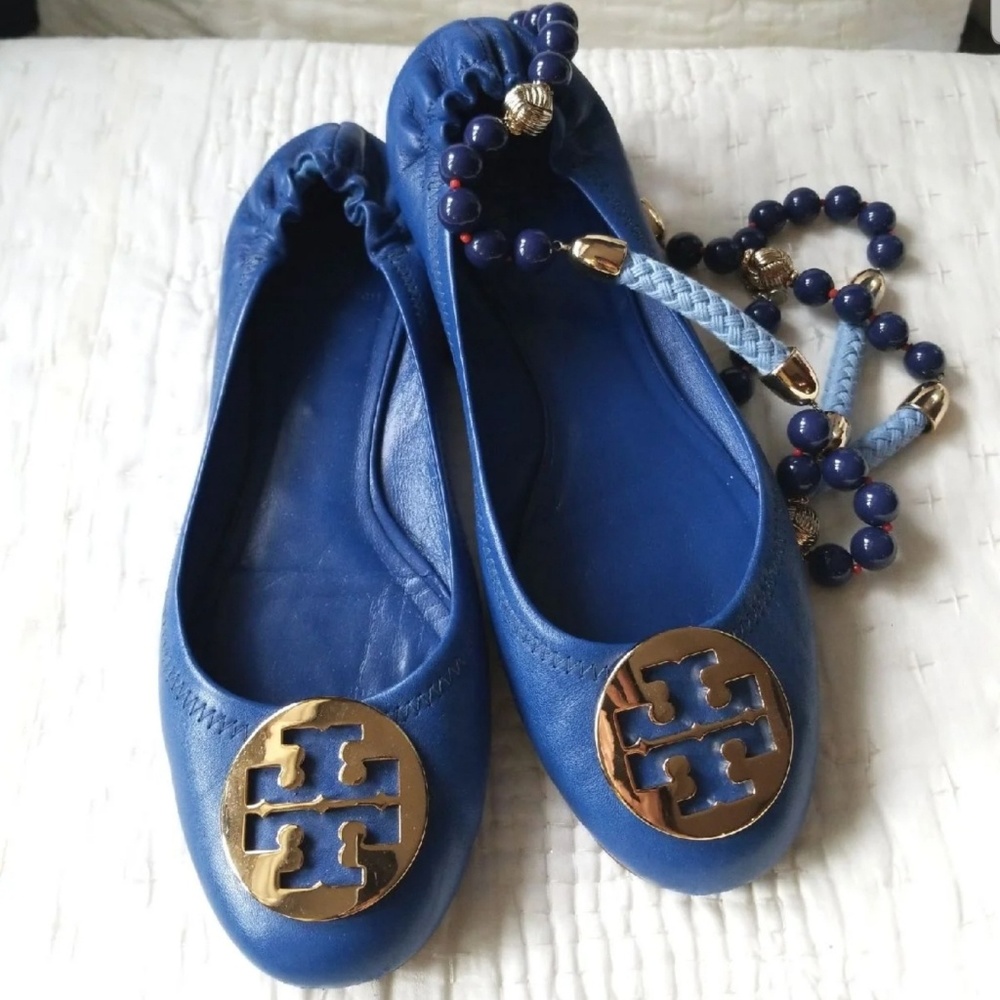 Tory Burch Blue Leather Ballet Flats